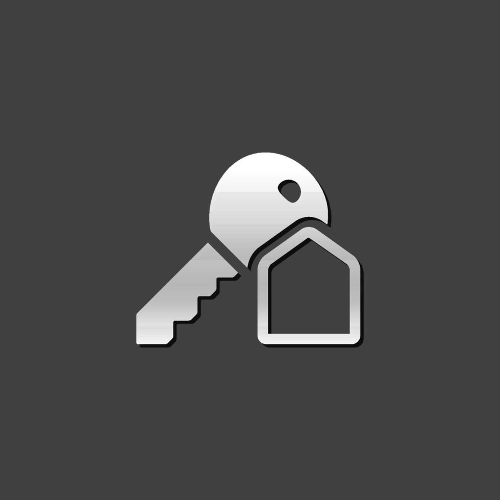 Key icon in metallic grey color style. Safety protection house vector