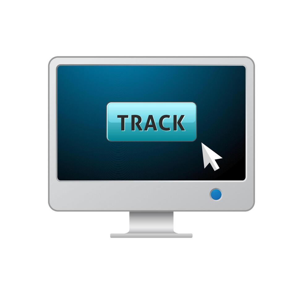 Tracking monitor icon in color. Logistic locate delivery vector