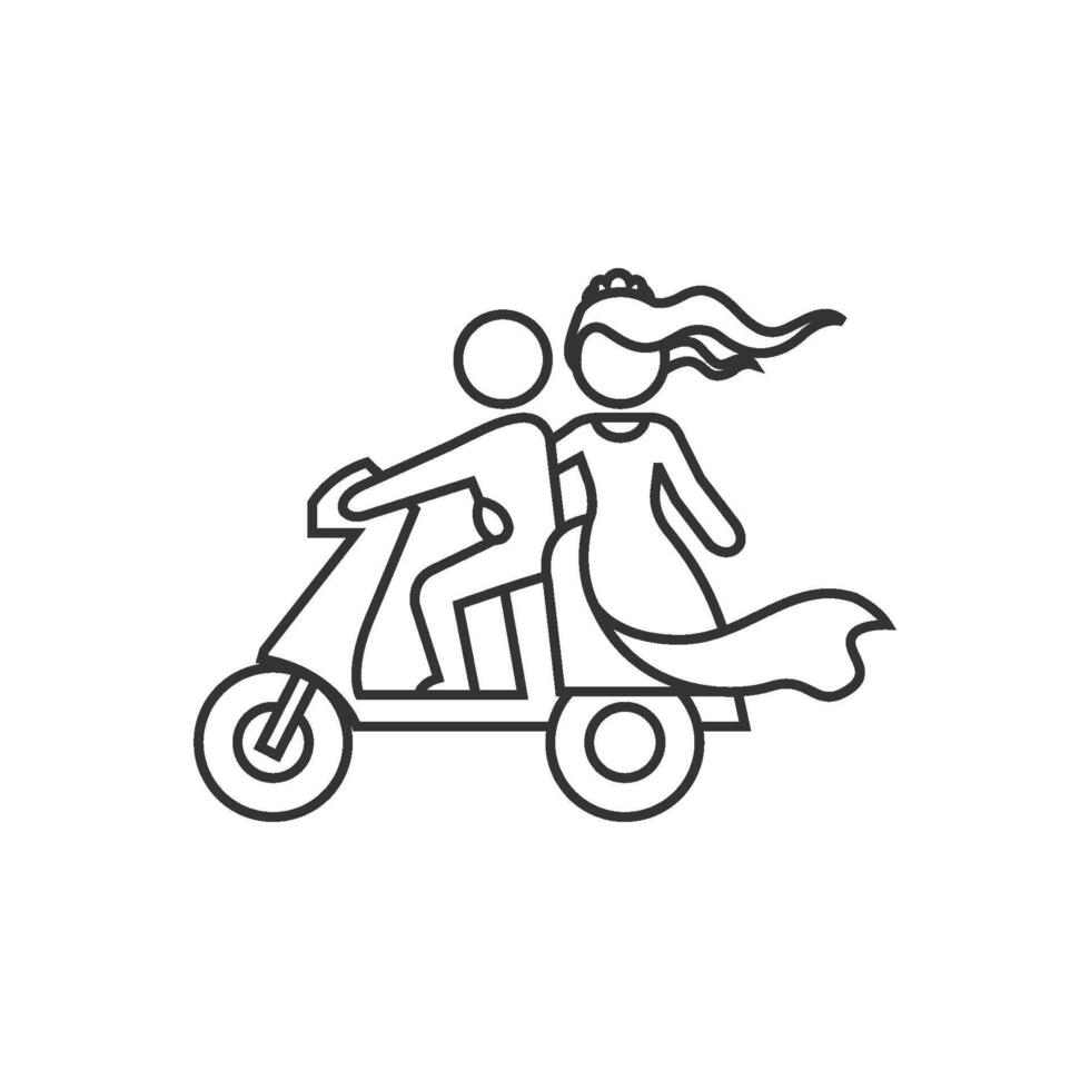 Boda scooter icono en Delgado contorno estilo vector