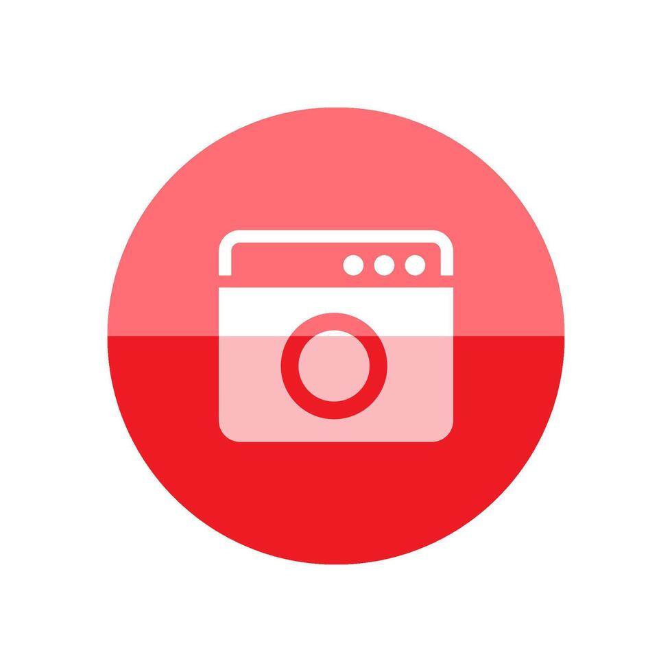 Washing machine icon in flat color circle style. Laundry laundromat cleaning care household domestic vector
