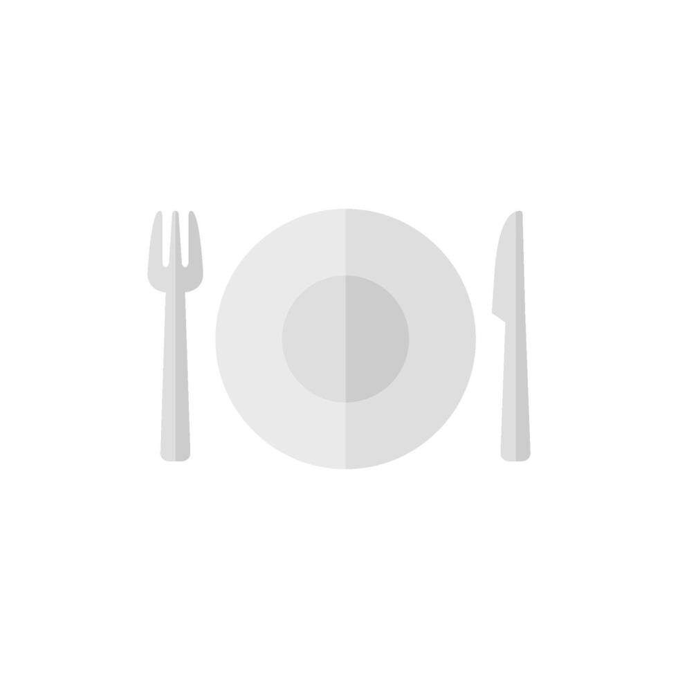 platos icono en plano color estilo. cuchara tenedor cena cena desayuno comiendo vector