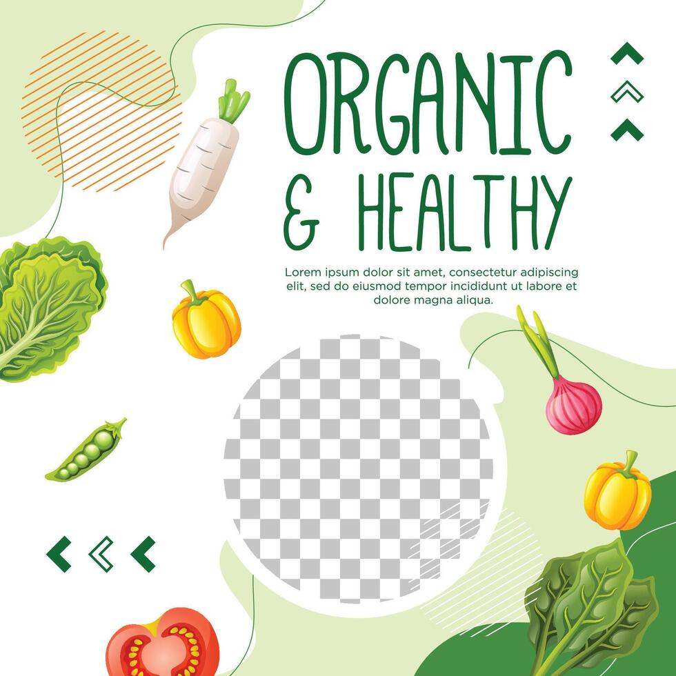 Template vegetarian social media post vector