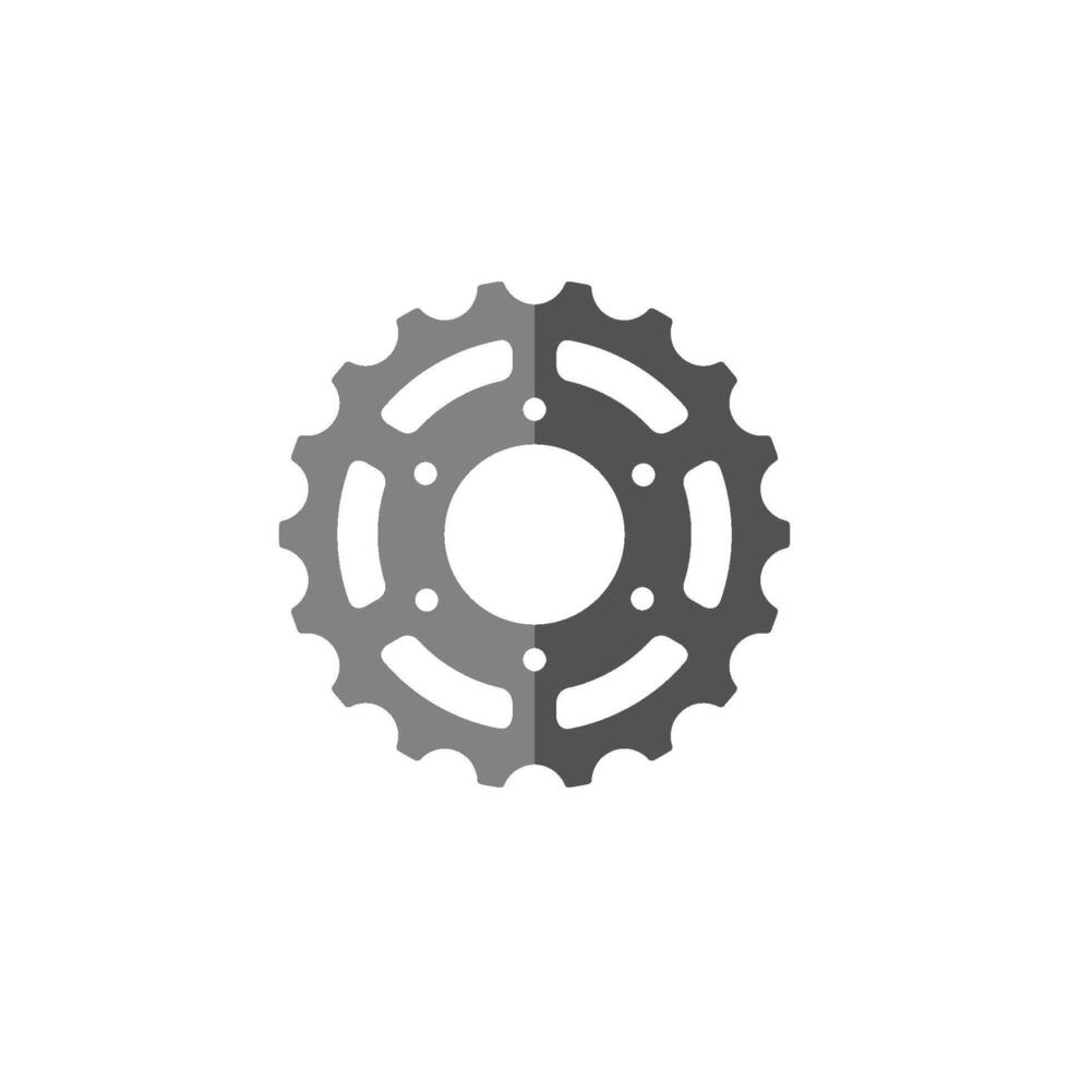 Bicycle sprocket gear icon in flat color style. Transportation sport mechanical repair parts vector