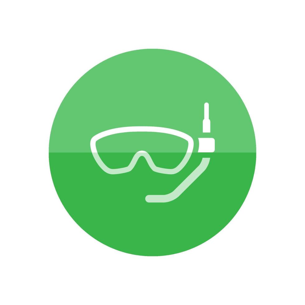 Snorkel mask icon in flat color circle style. Scuba sea diving fish breathing device vector
