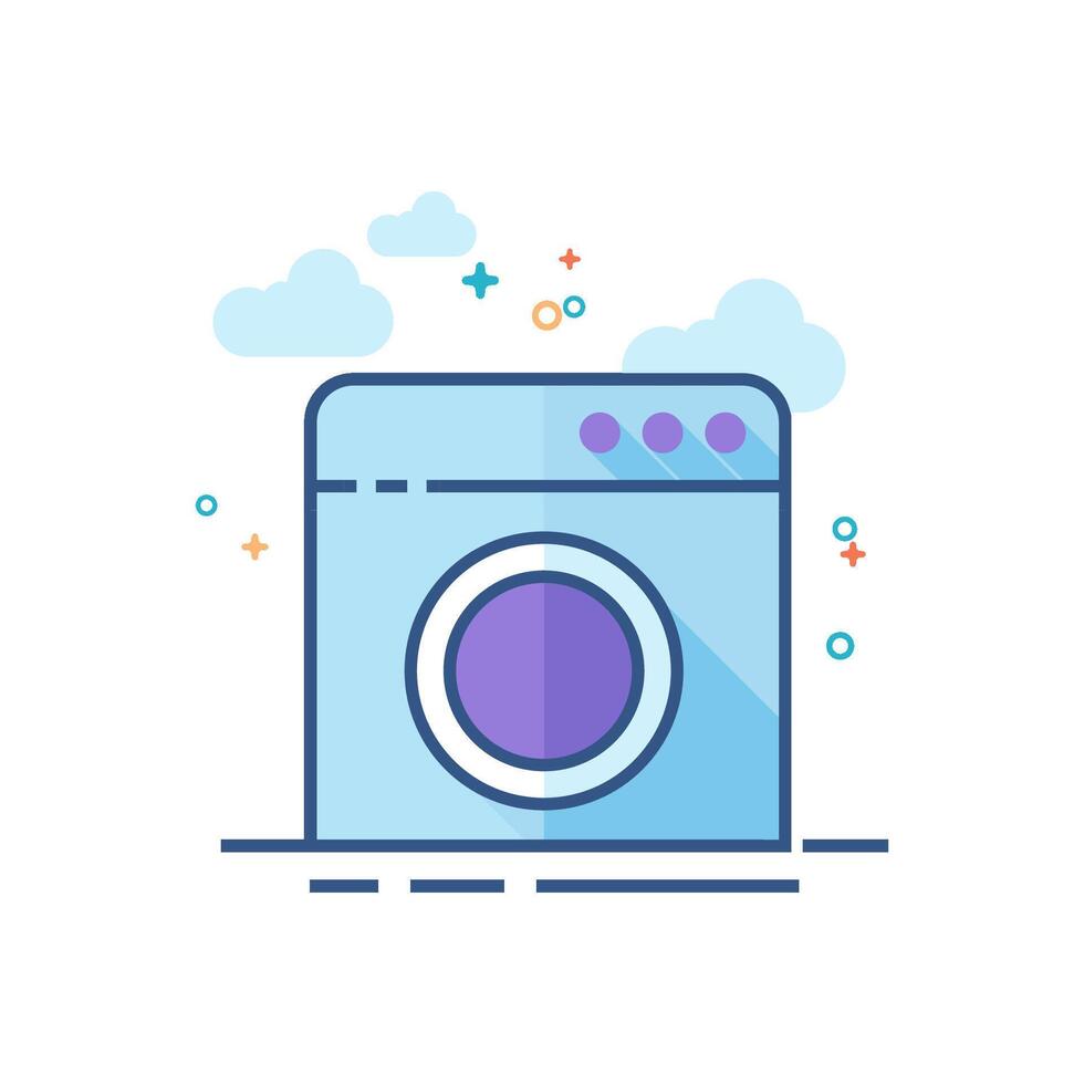 Washing machine icon flat color style vector illustration