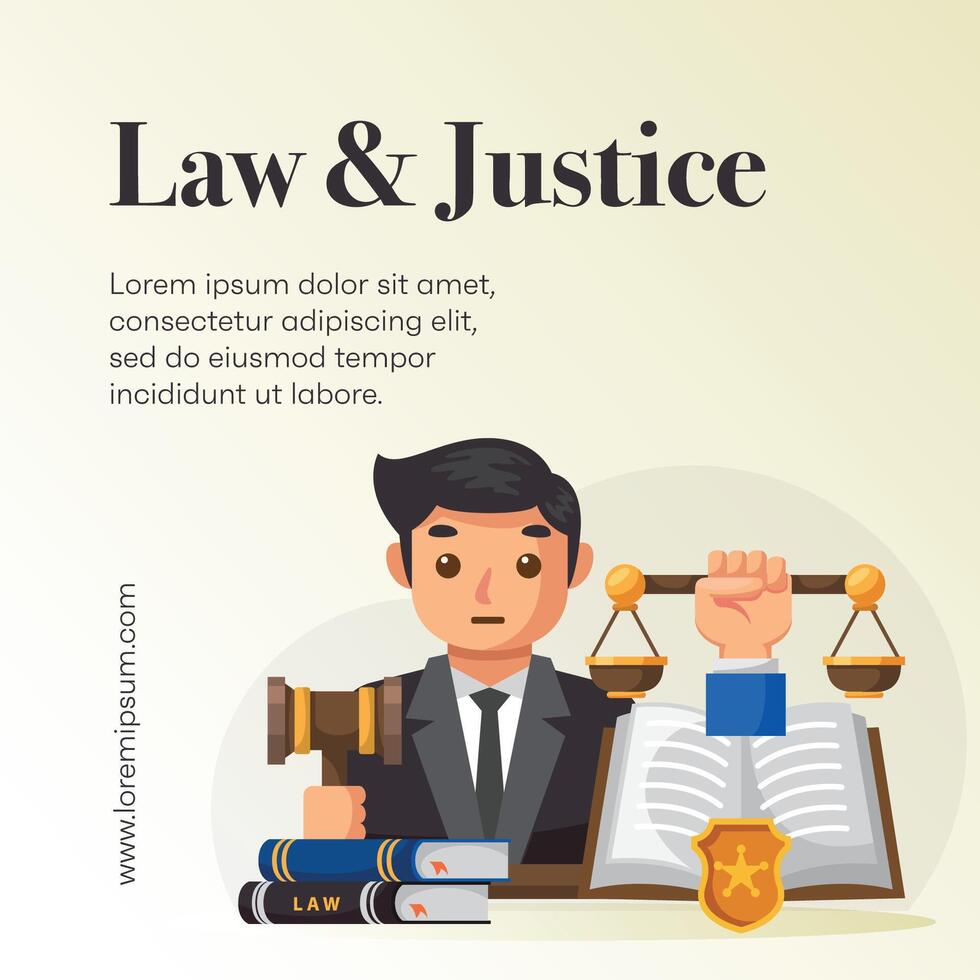 Flat design law firm template social media post vector