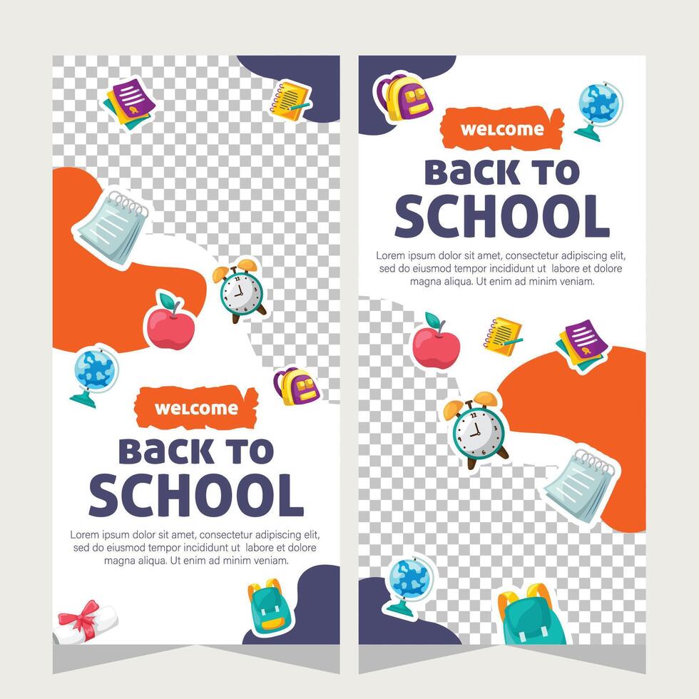 Vertical banner or stories social media template about education vector