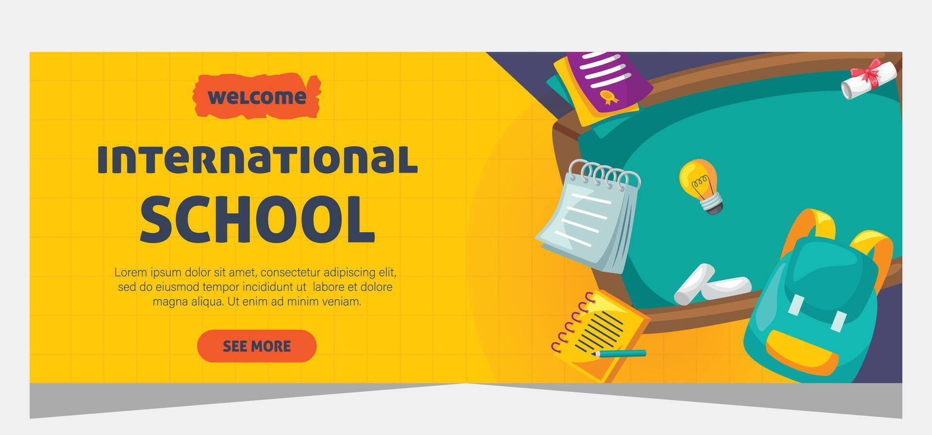 Flat design minimal back to school banner template vector