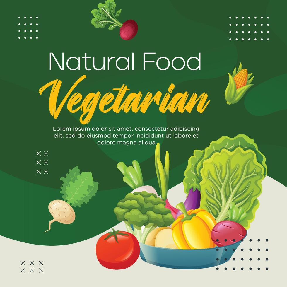 Template design for flyer healthy vegetarian vector