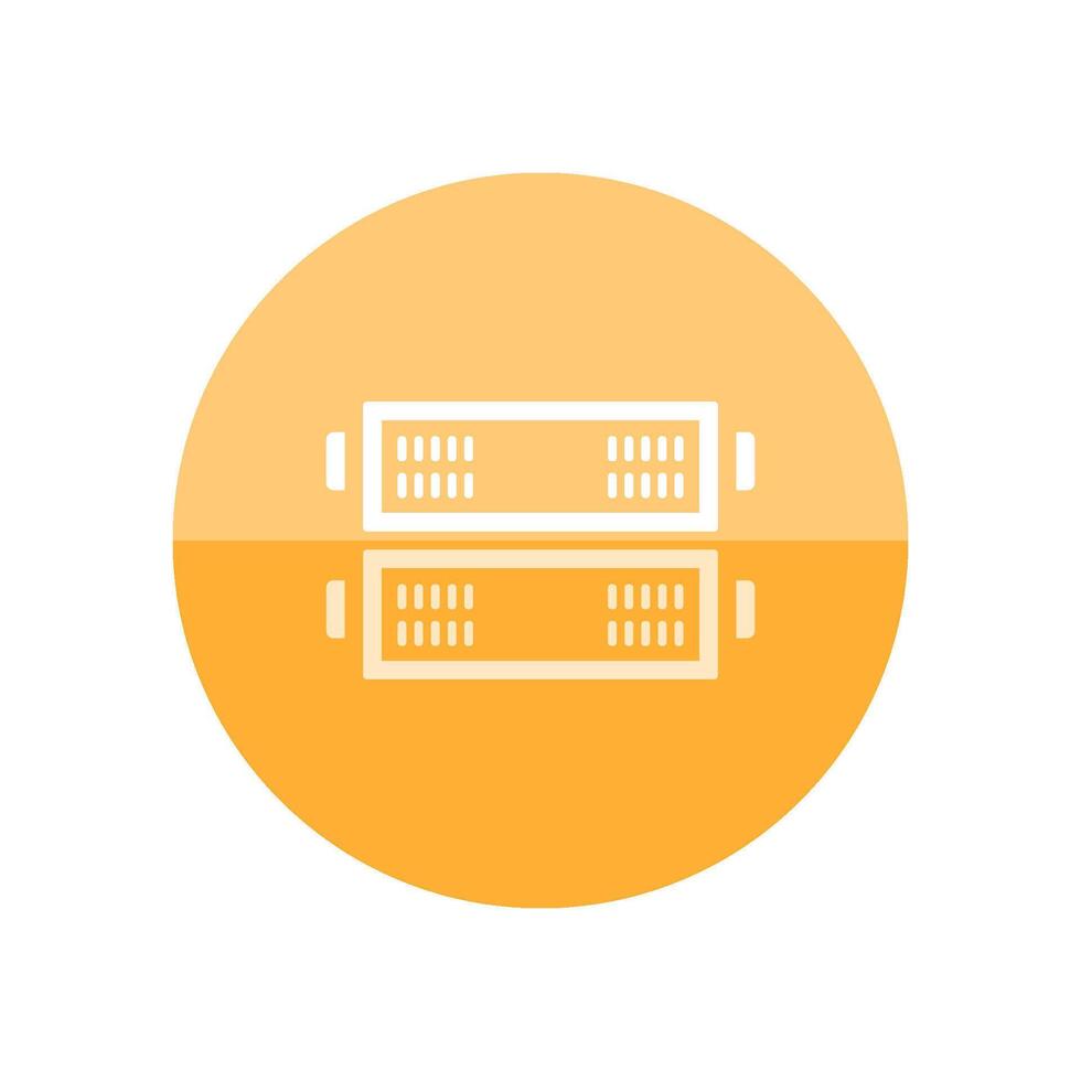Server rack icon in flat color circle style. Computer data file center hosting cloud transfer vector