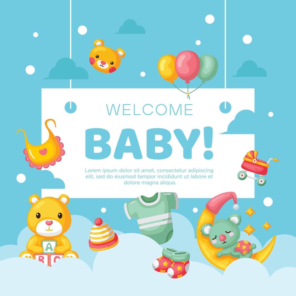 Template hand drawn baby announcement background design vector