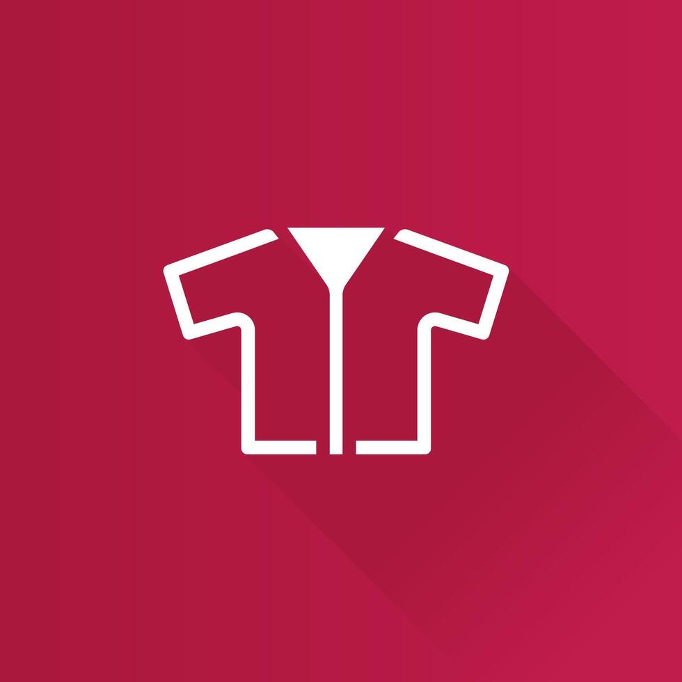 Shirt flat color icon long shadow vector illustration