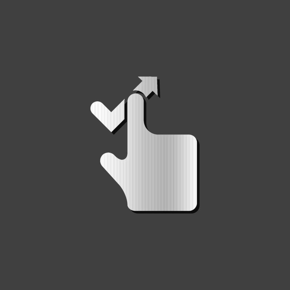 Finger gesture icon in metallic grey color style.Gadget touch pad smart phone laptop vector