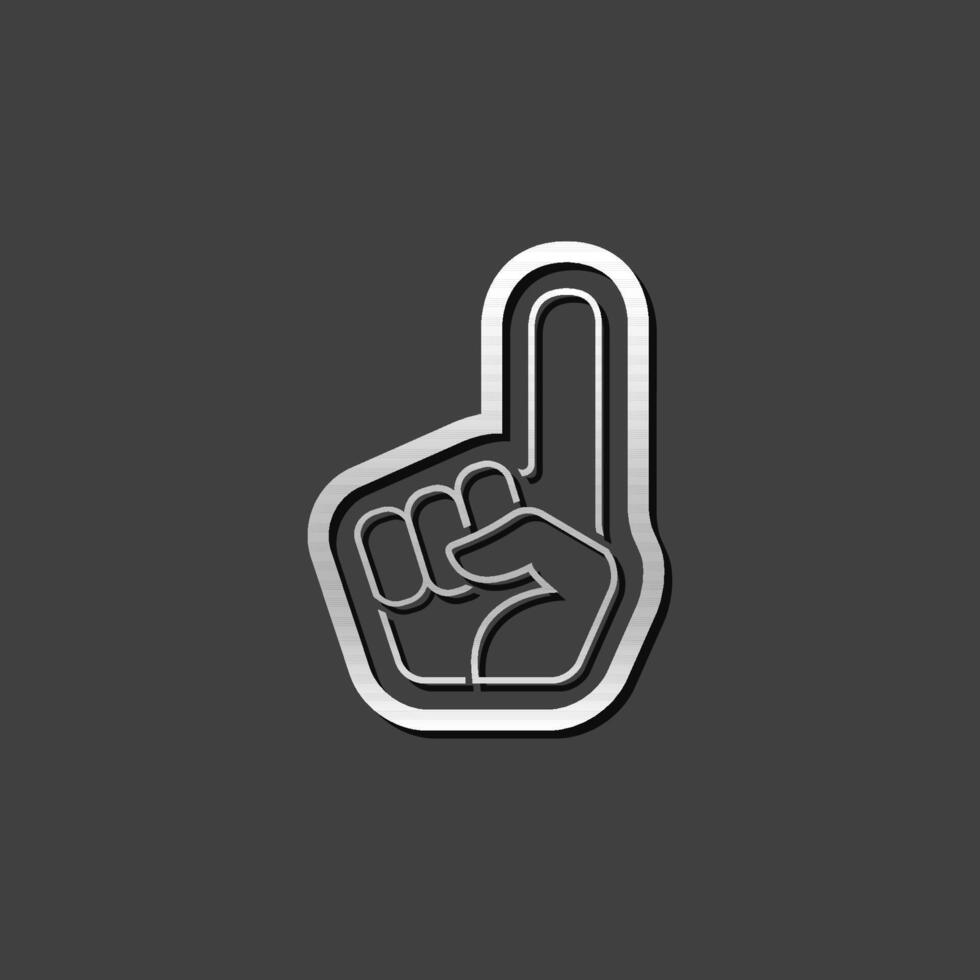Foam glove icon in metallic grey color style. Sport spectator supporter vector