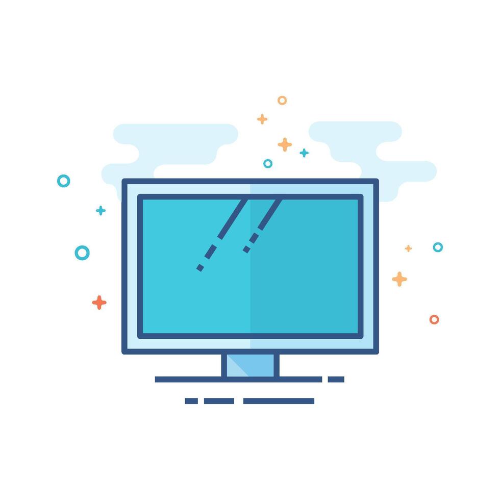 Desktop computer icon flat color style vector illustration