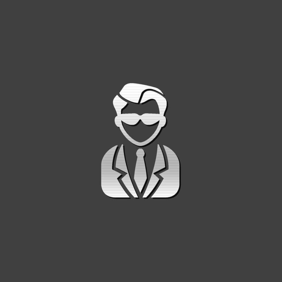 Businessman icon in metallic grey color style.Business office finance vector