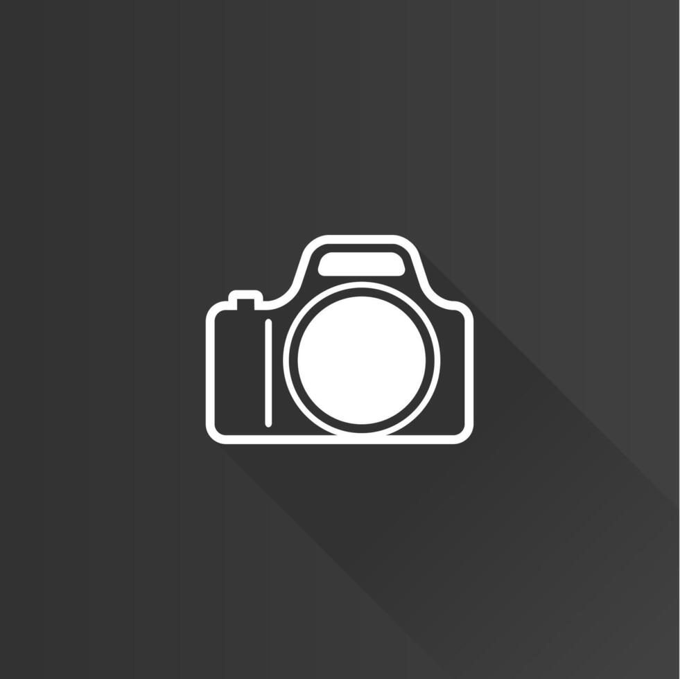 Camera flat color icon long shadow vector illustration