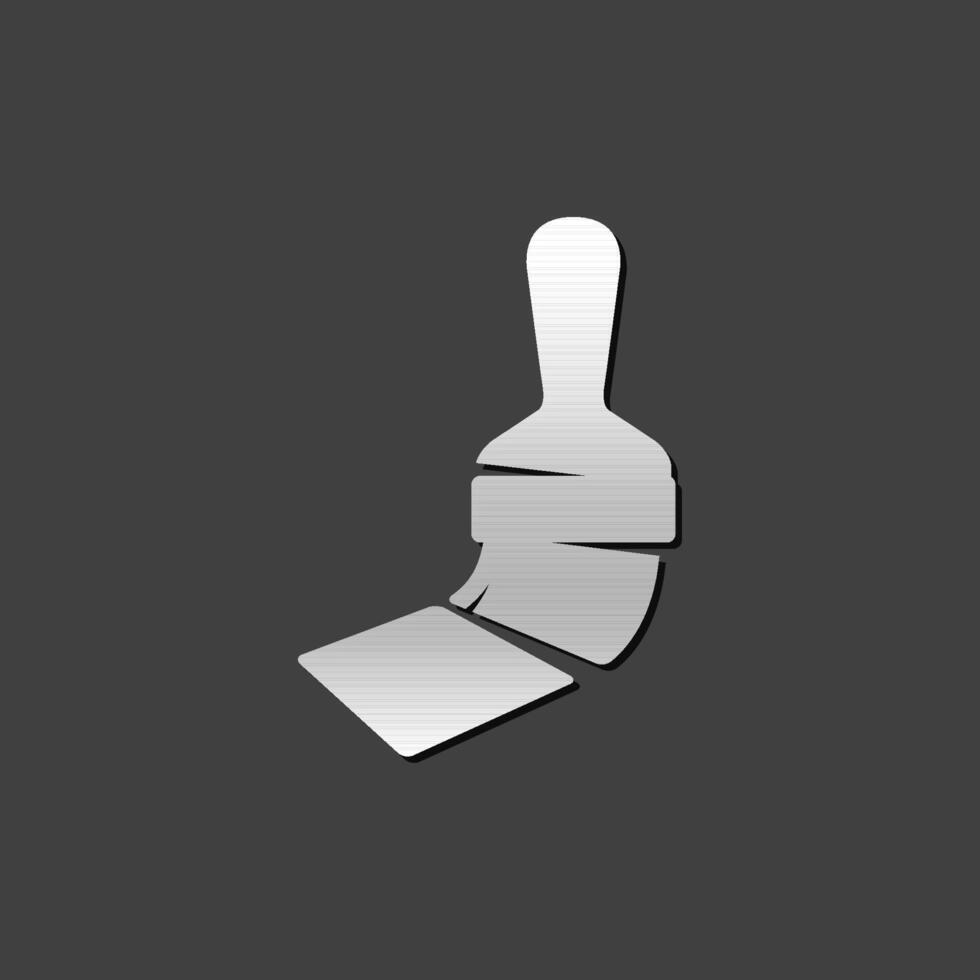 Paint brush icon in metallic grey color style. Artist painting drawing vector