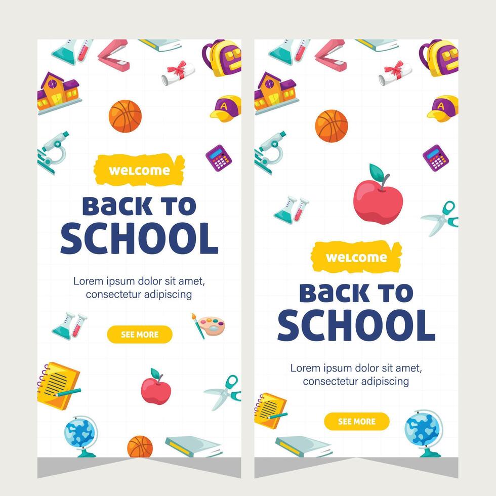 Set vertical banner about education vector