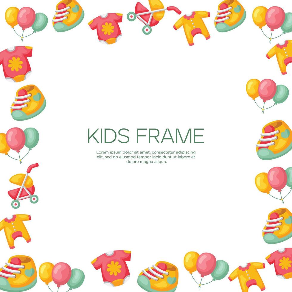 Baby frame and accessories background design vector