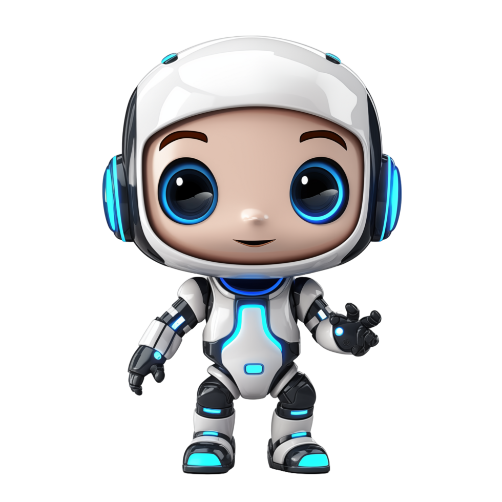 AI generated Cute robot kids with isolated transparant background png