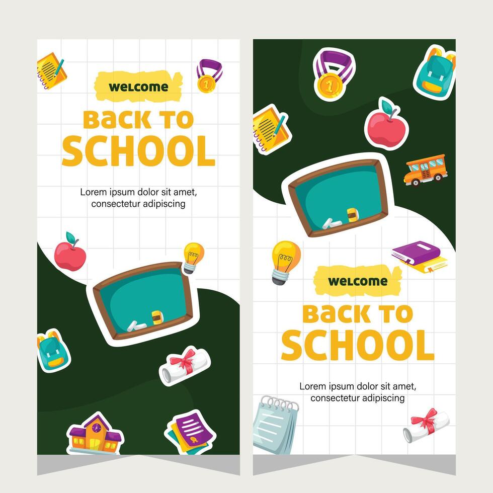 Set vertical banner about education vector