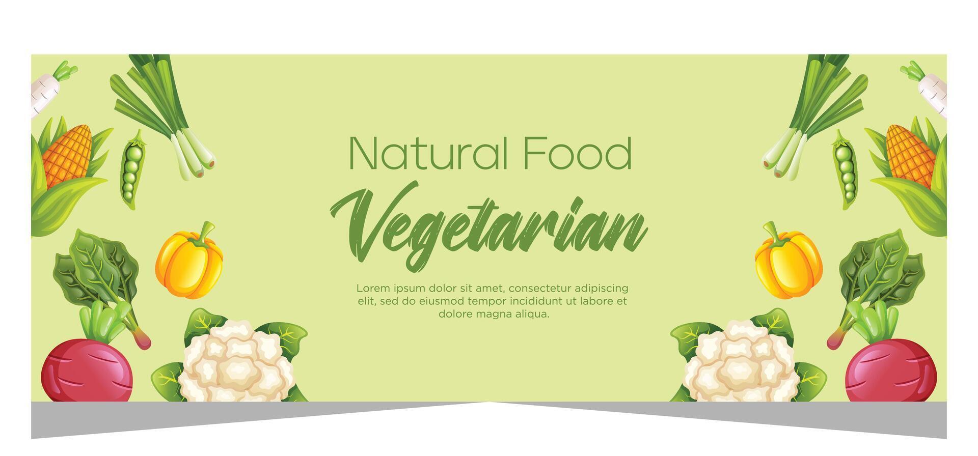 sano vegetariano comida bandera modelo diseño vector