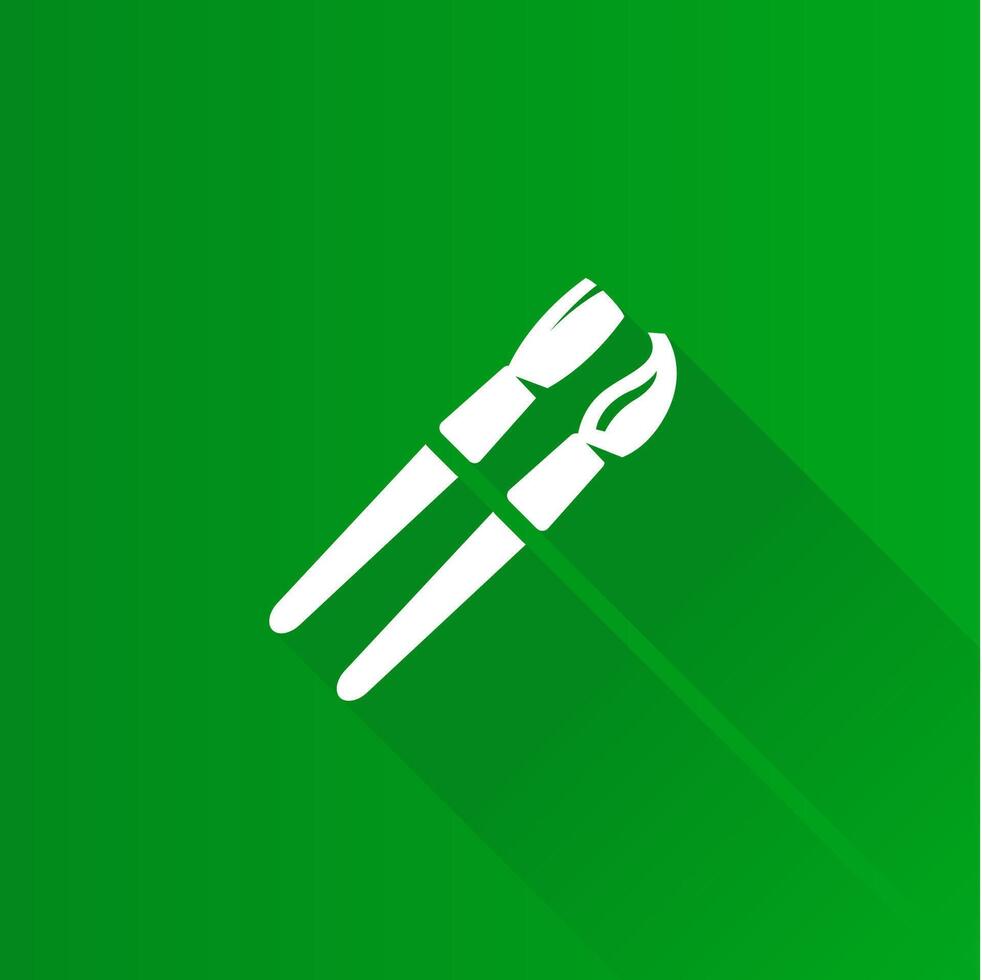 Paint brushes flat color icon long shadow vector illustration