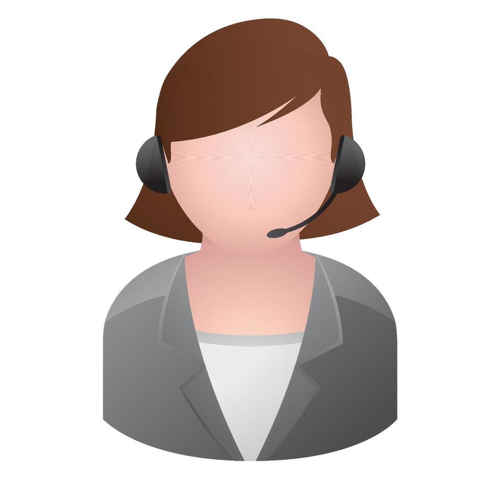 Female receptionist icon in color. Call center support vector