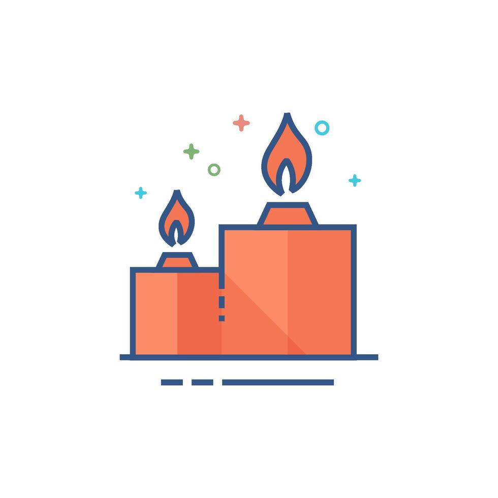 Candles icon flat color style vector illustration