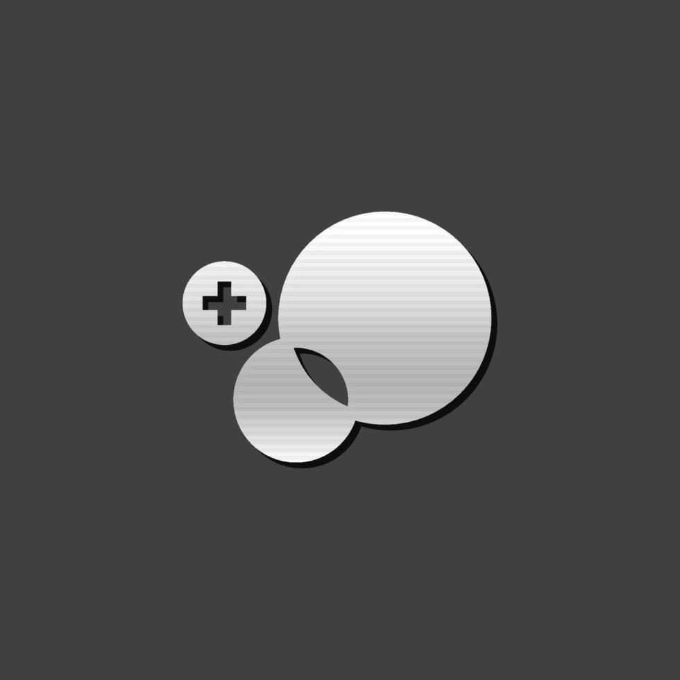 Circles and plus sign icon in metallic grey color style. Social media interaction vector