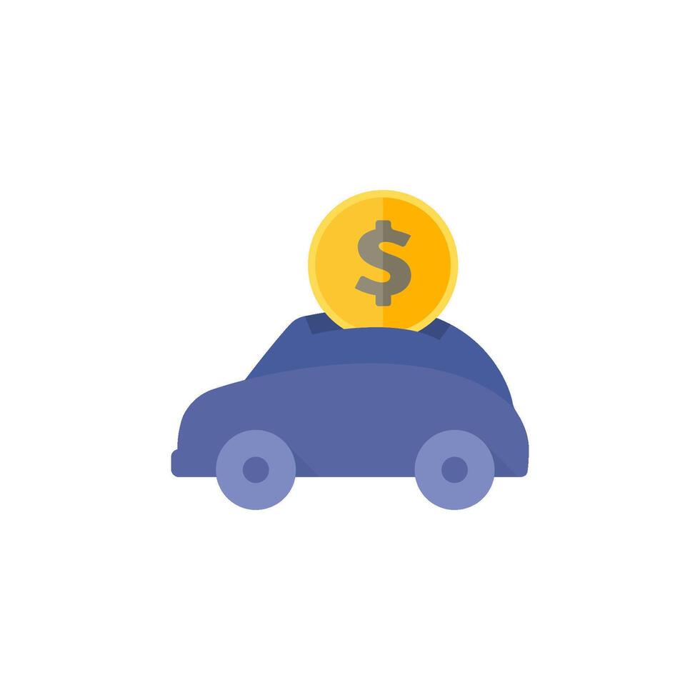 Car piggy bank icon in flat color style. Saving kids banking car automotive automobile vector