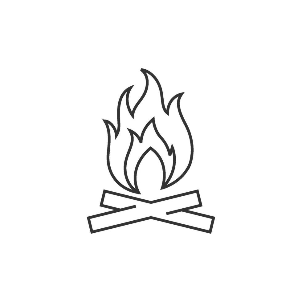 acampar fuego icono en Delgado contorno estilo vector