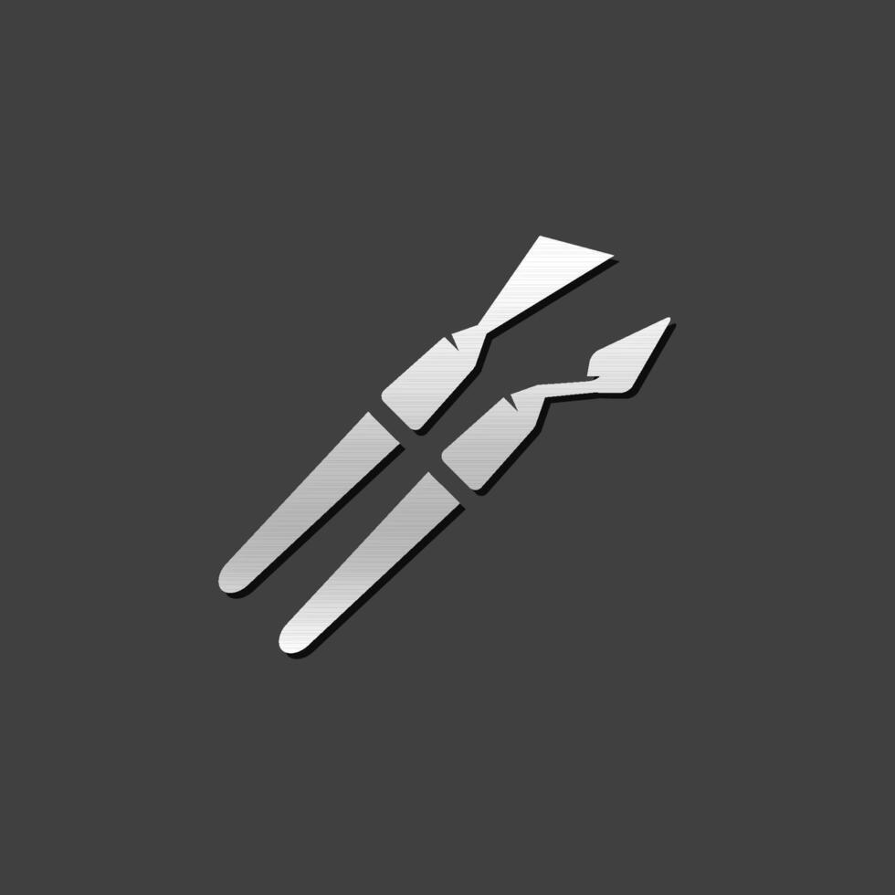 Painting spatula icon in metallic grey color style. Artist tools vector