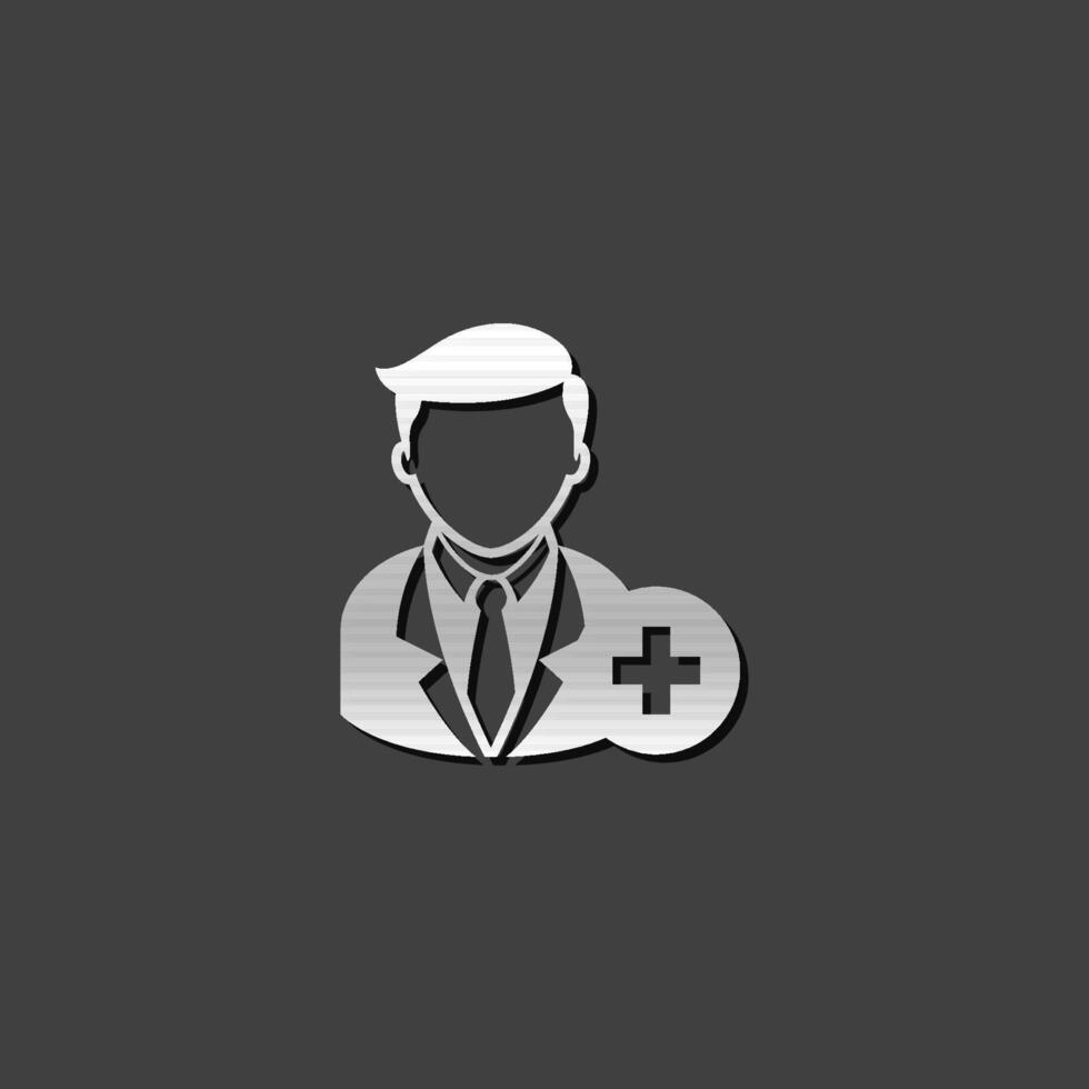 Businessman with plus sign icon in metallic grey color style. Business team recruit vector