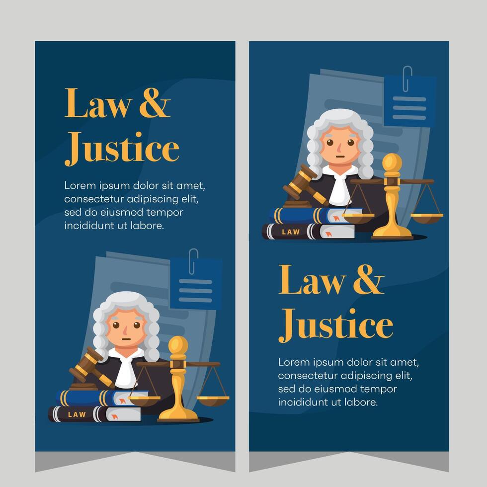 Flat design law firm vertical banner template. Premium banner template vector