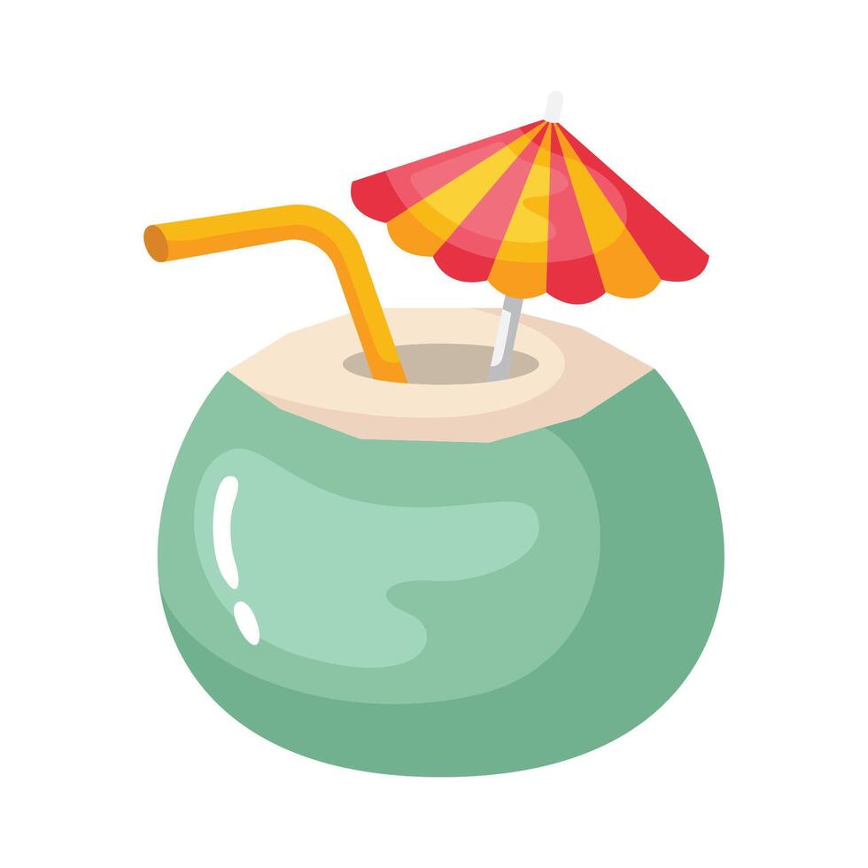 Coconut drink icon. Drinks on the beach vector