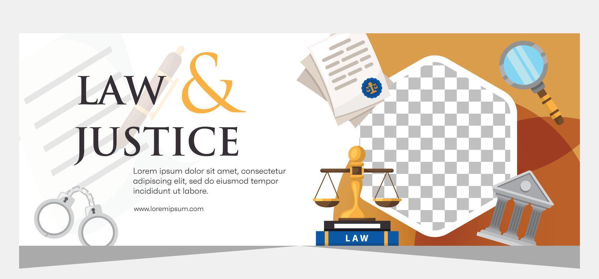 Flat design law firm banner template. Premium banner template vector
