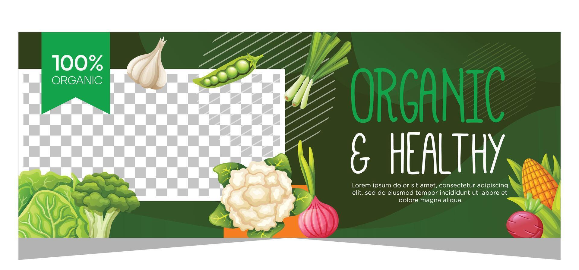 horizontal bandera modelo para vegetariano vector