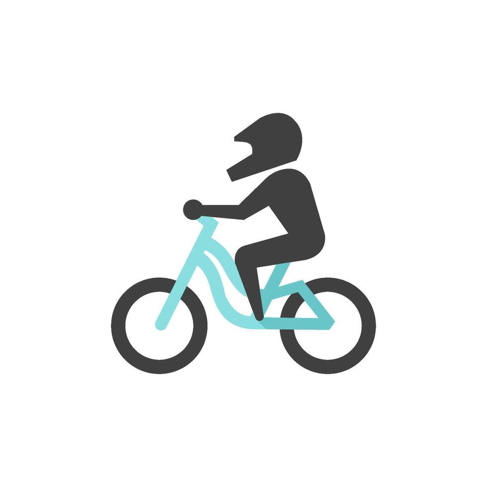 montaña motorista icono en plano color estilo. deporte bicicleta extremo cuesta abajo ciclismo casco vector