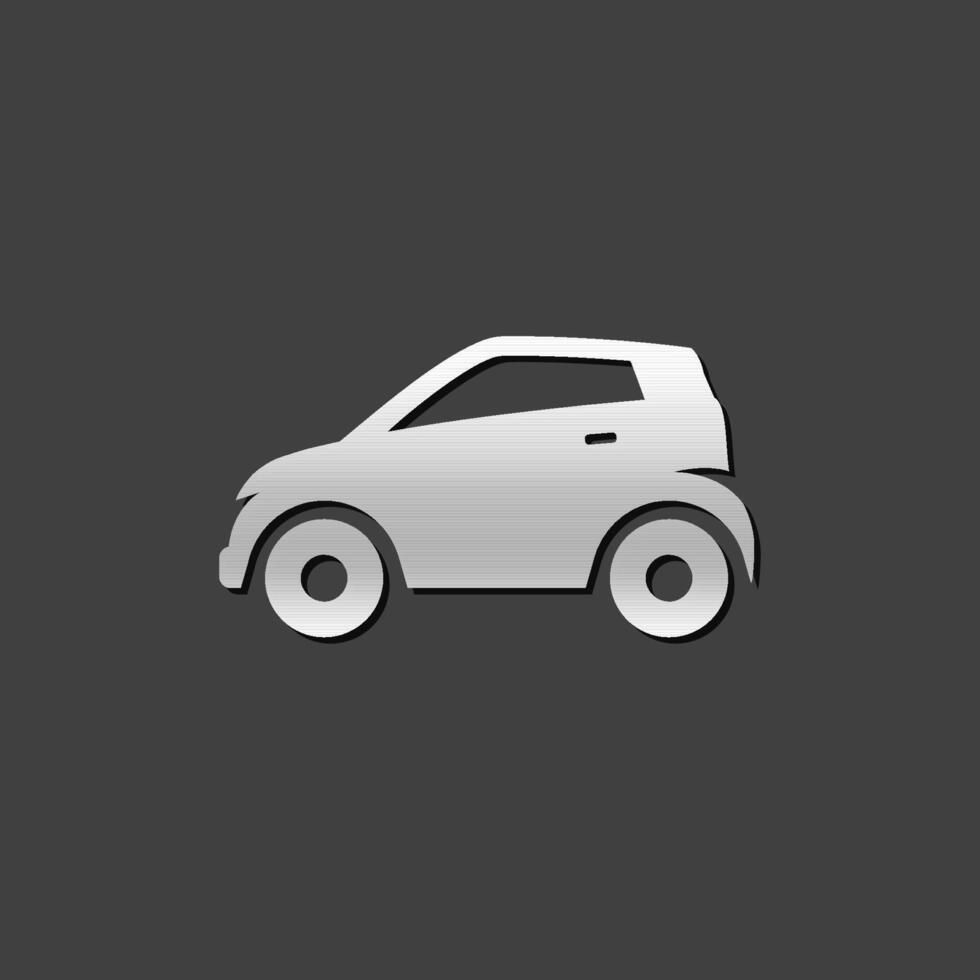 coche icono en metálico gris color estilo. mini pequeño ciudad vehículo vector