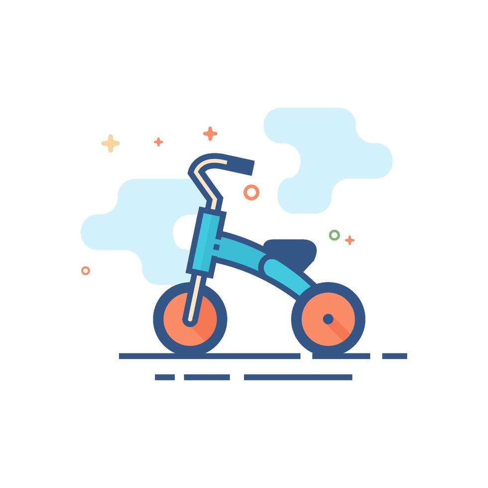 Kids tricycle icon flat color style vector illustration