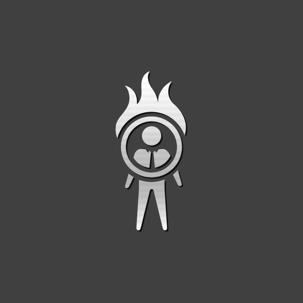 Businessman challenge icon in metallic grey color style. vector