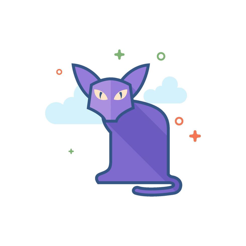 Cat icon flat color style vector illustration