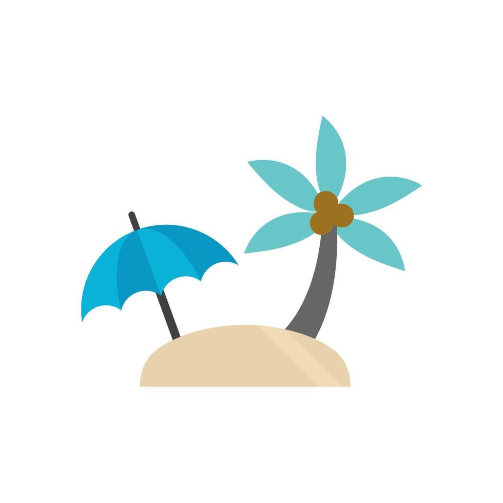 Island icon in flat color style. Beach sea tropical travel resort vector
