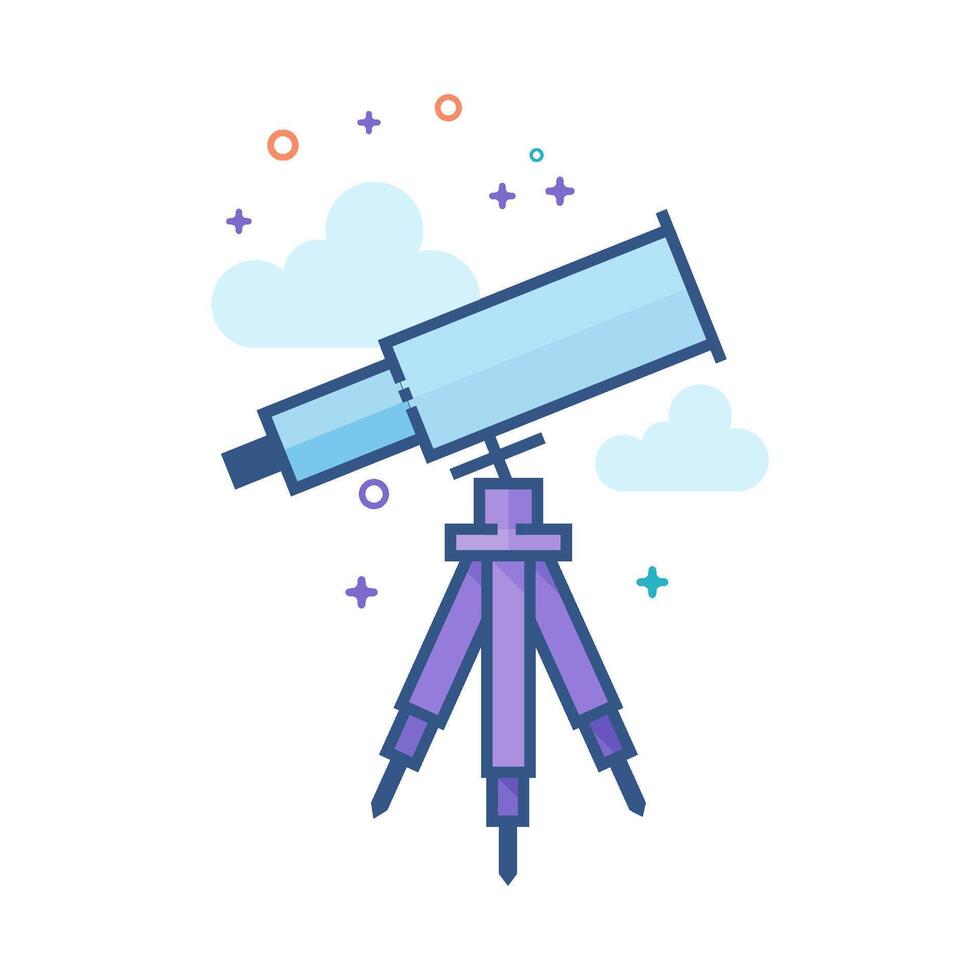 Telescope icon flat color style vector illustration