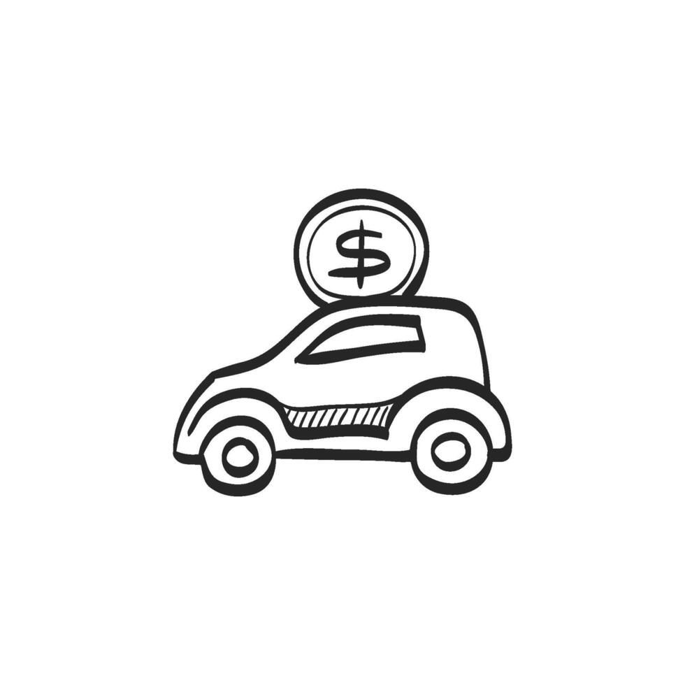 Hand drawn sketch icon car piggybank vector