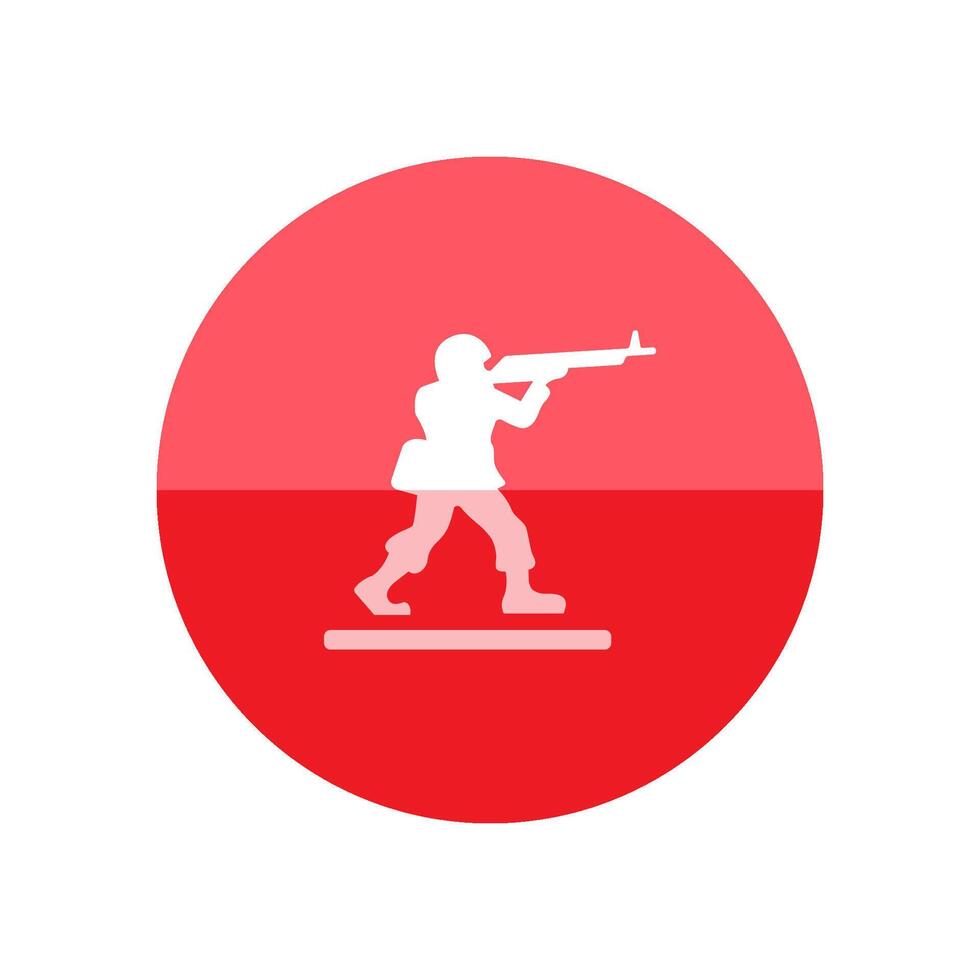 Toy soldier icon in flat color circle style. Kids children playing war games vector
