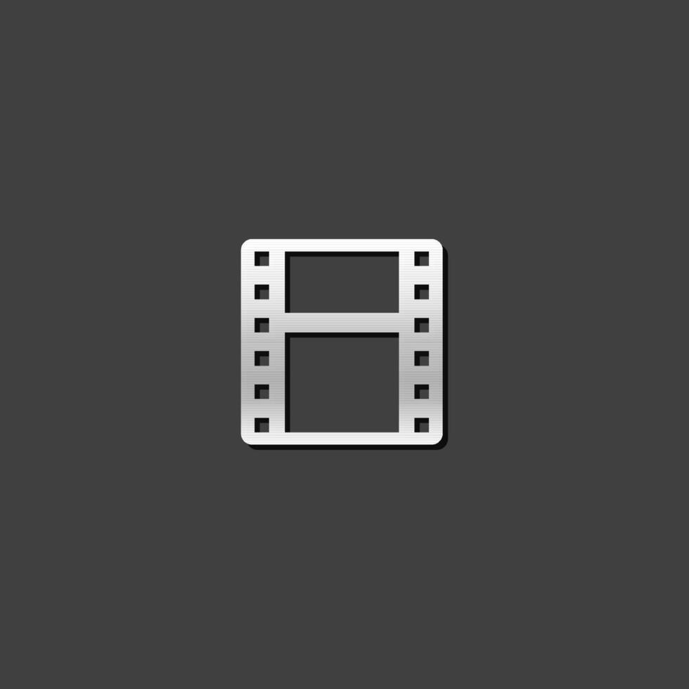 Video file format icon in metallic grey color style. Computer data movie vector