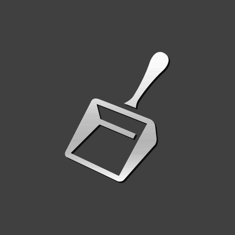 Dustpan icon in metallic grey color style. Cleaning tool household vector